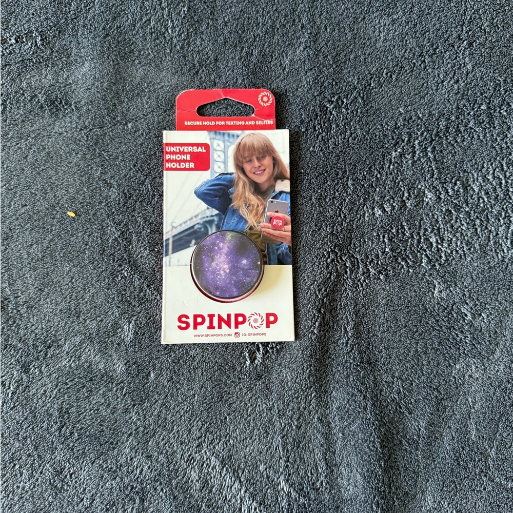 SpinPop Universal Phone Holder with Purple Galaxy Design